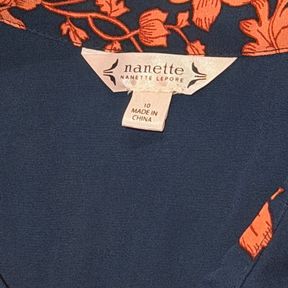 Nanette Lepore Navy and Orange Floral Midi Dress - Picture 2 of 4
